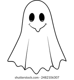 Ghost drawing in bw with hair, nose, face, smile, hand, eye