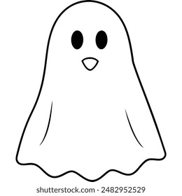 Ghost drawing in bw with hair, nose, face, smile, hand, eye