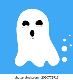 Ghost drawing on blue background for halloween