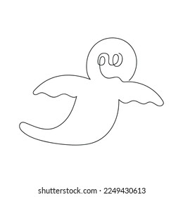 Ghost drawn in one continuous line. One line drawing, minimalism. Vector illustration.