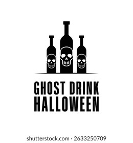 ghost drink bottle halloween logo design concept idea