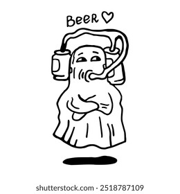  A ghost drinks beer from a beer helmet. I like beer