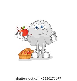 the ghost eating an apple illustration. character vector