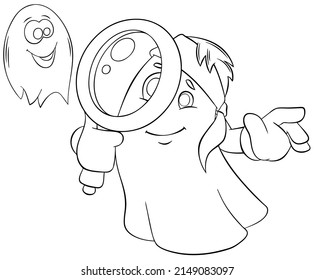 Ghost. Element for coloring page. Cartoon style.