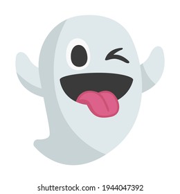 Ghost Emoji Icon Illustration. Disappear Ghoul Vector Symbol Emoticon Design Doodle Vector.