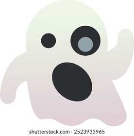 Ghost emoji icon. Trendy colors, popular element often associated with Halloween and the supernatural, frequently used in social media. Emoticon, isolated element.