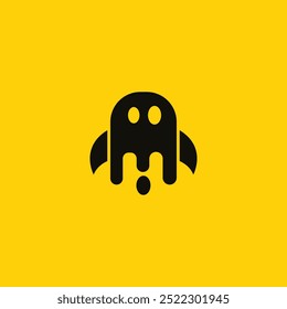 Ghost emoji yellow icon vector logo design