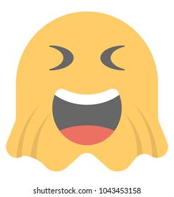 
An ghost emoticon depicting expression of being happy
