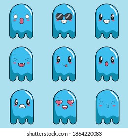 ghost emoticon set with different expression