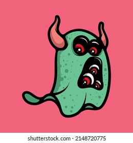 Ghost with a lot of eyes cartoon vector illustration