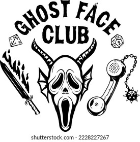 club fantasma, fondo negro y blanco.