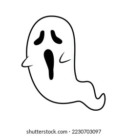 ghost face, halloween scary ghostly monsters. Cute cartoon spooky character.