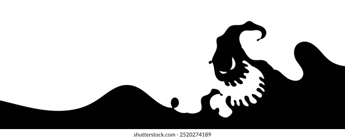 Ghost Face Line Kunstvektor schwarzen Hintergrund, Halloween Kunst Ideen Illustration.