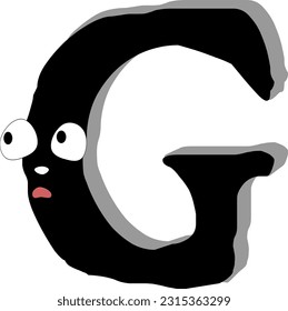 Ghost face scary. G capital letter. Alphabet doodle design concept. vector Illustration.