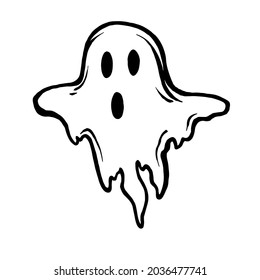 ghost face silhouette in outline style for Halloween vector illustration