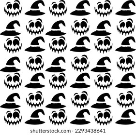 ghost face and witches hats vector background pattern