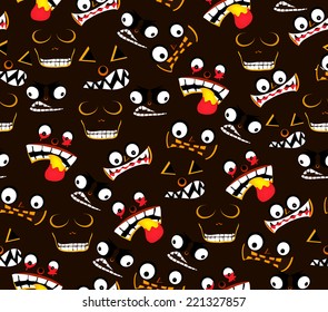ghost faces halloween seamless pattern