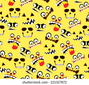 ghost faces halloween seamless pattern