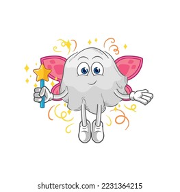 the ghost fairy with wings and stick. cartoon mascot vector