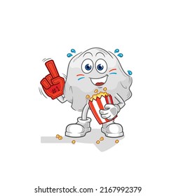 the ghost fan with popcorn illustration. character vector