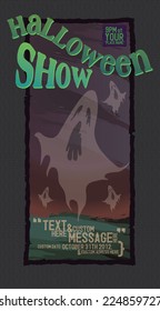Ghost field, fully editable vector, Halloween poster template