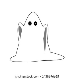 Ghost figure in veil, Horror spirit is haunting on white background, Cute cartoon for Halloween festival