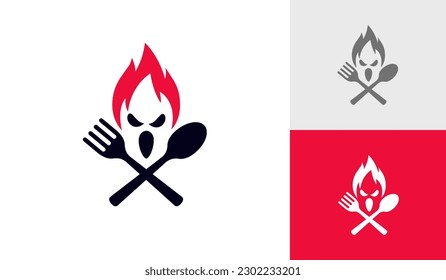 Ghost fire kitchen logo design for restaurant and chef