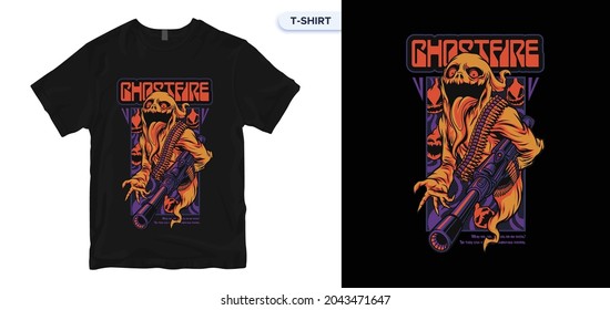 ghost FIre t-shirt design. Vector print, typography, Halloween, Christmas, poster, Holiday, print, emblem. Global swatches.