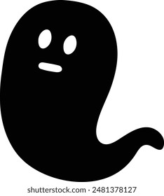 Ghost flat black vector icon.