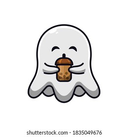Ghost flat cartoon icon vector illustration logo template for many purpose.