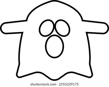 Ghost Flat Design icon, Perfect for Halloween, this includes traditional and abstract ghost, pumpkins and skeleton hands, Emotional halloween phantom, surprised frightening character.