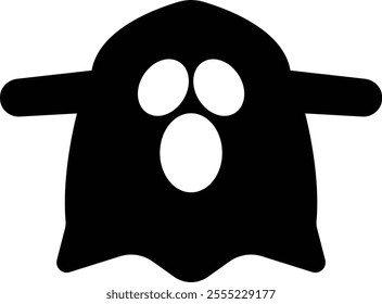 Ghost Flat Design icon, Perfect for Halloween, this includes traditional and abstract ghost, pumpkins and skeleton hands, Emotional halloween phantom, surprised frightening character.