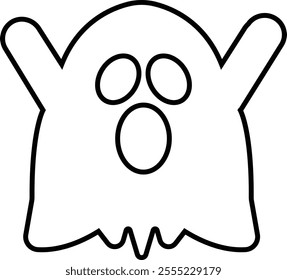 Ghost Flat Design icon, Perfect for Halloween, this includes traditional and abstract ghost, pumpkins and skeleton hands, Emotional halloween phantom, surprised frightening character.