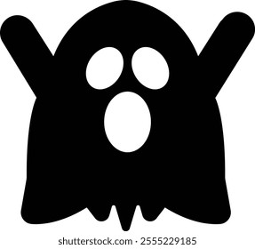 Ghost Flat Design icon, Perfect for Halloween, this includes traditional and abstract ghost, pumpkins and skeleton hands, Emotional halloween phantom, surprised frightening character.