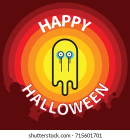 ghost, flat design thin line halloween. vector illustration