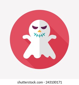 ghost flat icon with long shadow, eps10