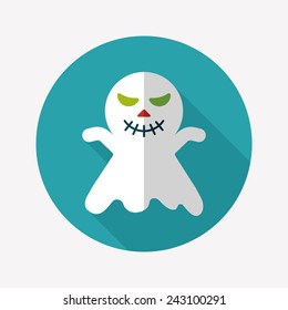 ghost flat icon with long shadow, eps10