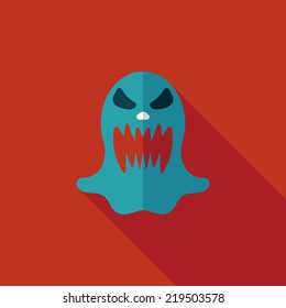 ghost flat icon with long shadow,eps10
