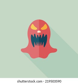ghost flat icon with long shadow,eps10