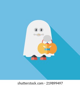 ghost flat icon with long shadow,eps10