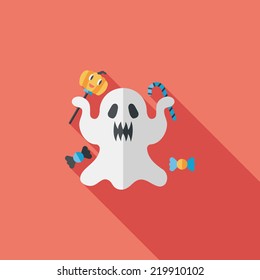 ghost flat icon with long shadow,eps10
