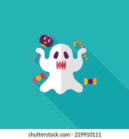 ghost flat icon with long shadow,eps10
