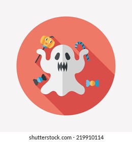 ghost flat icon with long shadow,eps10