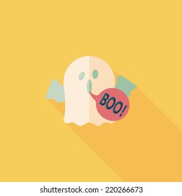 ghost flat icon with long shadow,eps10