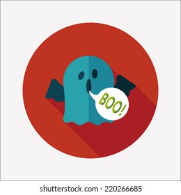 ghost flat icon with long shadow,eps10