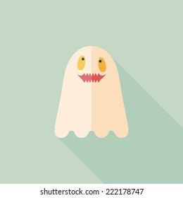 ghost flat icon with long shadow,eps10