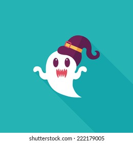 ghost flat icon with long shadow,eps10