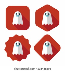 ghost flat icon with long shadow,eps10