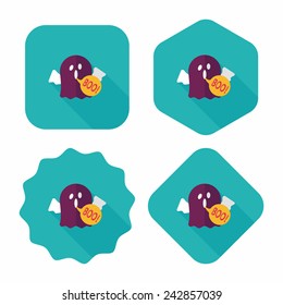 ghost flat icon with long shadow,eps10
