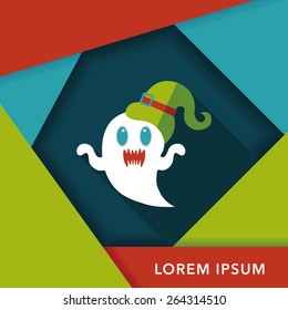 ghost flat icon with long shadow,eps10